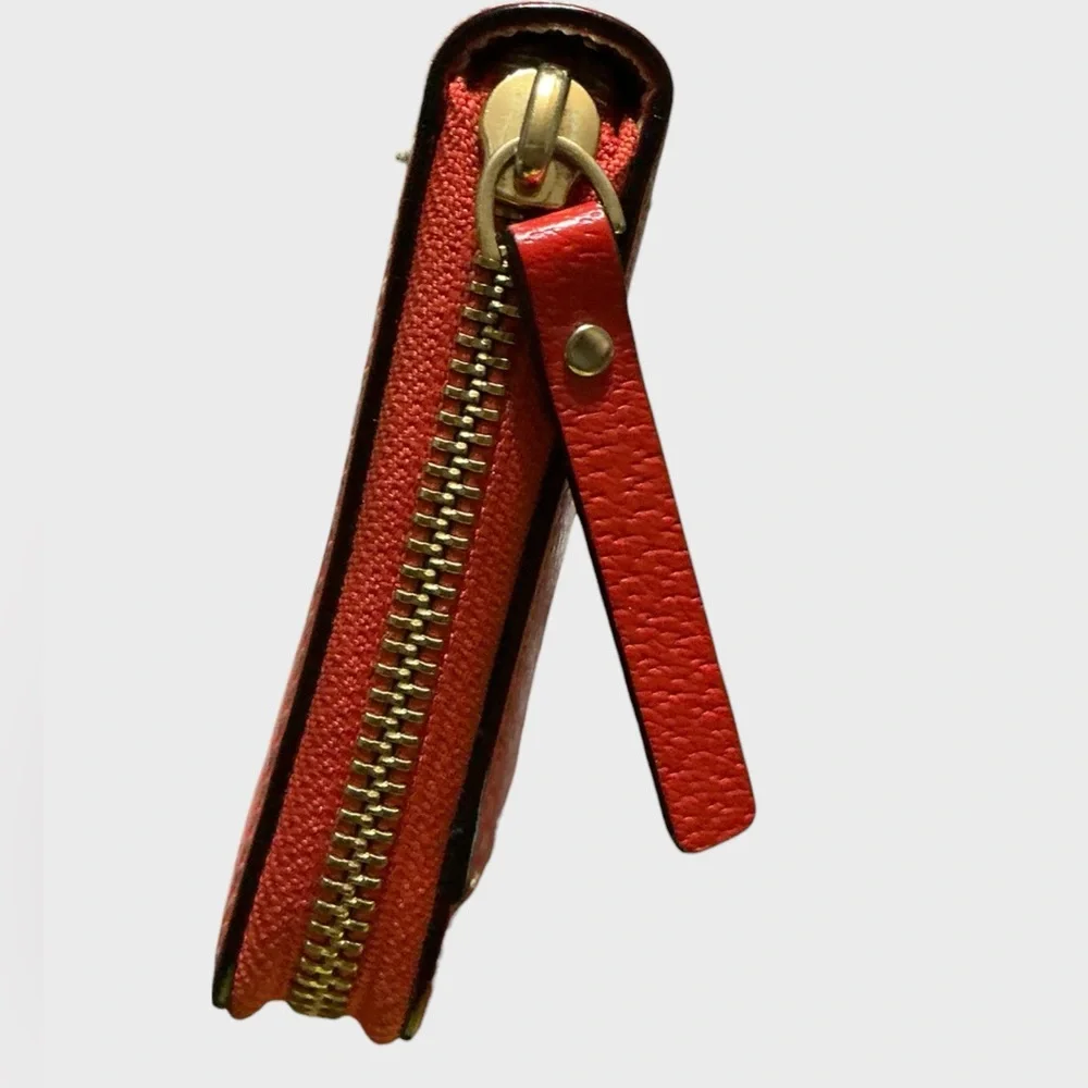 Kate Spade Wellesley Neda Zip Around Leather Continental Wallet Red Orange